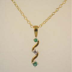 Emerald & Diamond Pendant & Chain
