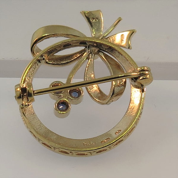 Gold Seed Pear & Sapphire Brooch
