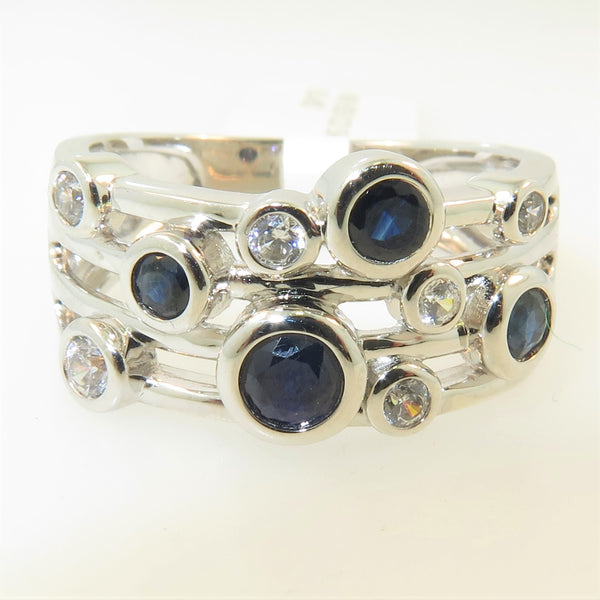 Sterling Silver Cubic Zirconia & Sapphire