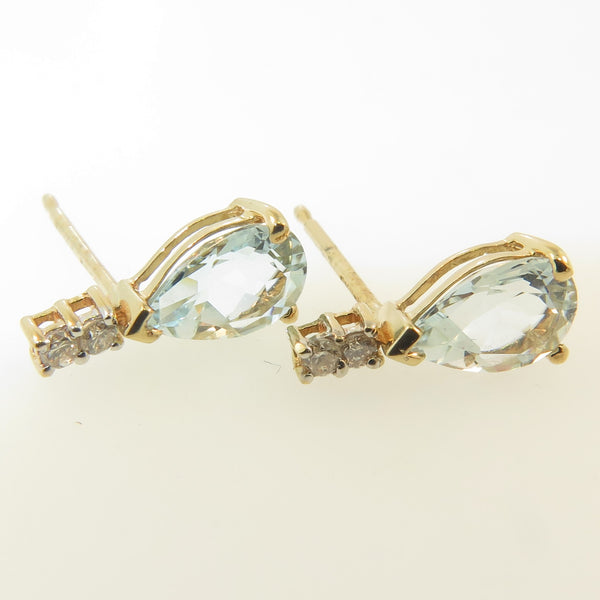 Gold Aquamarine & Diamond Ear studs