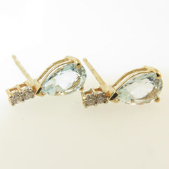 Gold Aquamarine & Diamond Ear studs