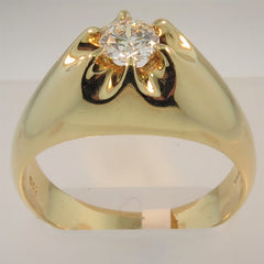 18ct Gold Solitaire Diamond Gents Ring