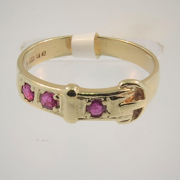 Yellow Gold Ruby Buckle Ring