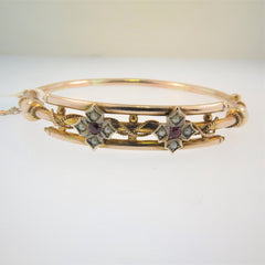 Antique Ruby & Pearl Bangle
