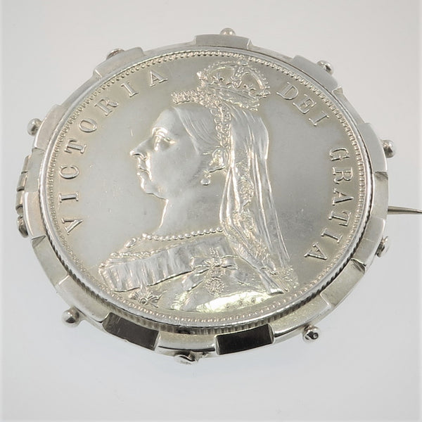 Victorian Silver Britannia Coin Brooch