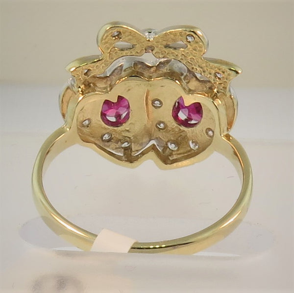 9ct Gold Synthetic Ruby & Diamond Ring