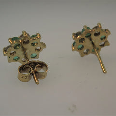 Gold Emerald & Simulated Diamond Ear Studs
