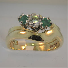 9ct Gold Emerald & Diamond Ring Suite
