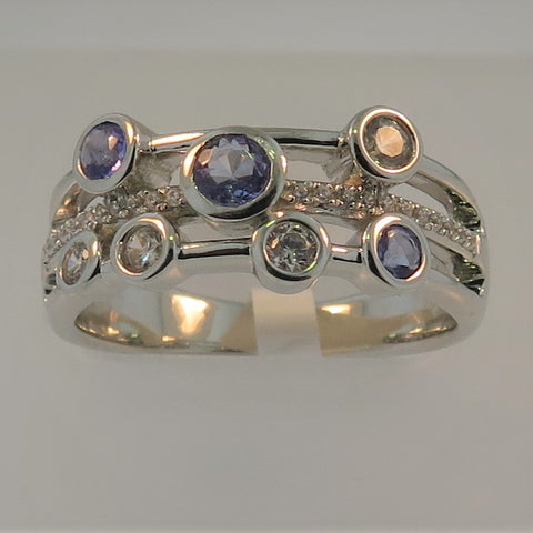 Silver Tanzanite & Cubic Zirconia Ring
