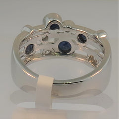 Silver Sapphire & Cubic Zirconia Ring
