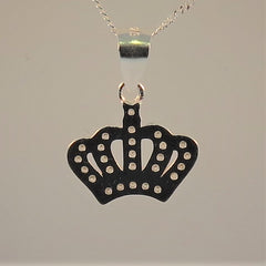 Silver Cubic Zirconia Crown Pendant & Chain