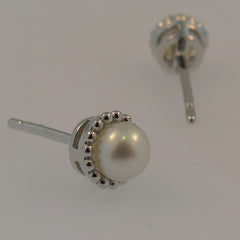 Silver Pearl Ear Studs