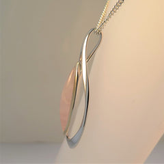 Silver Rose Quartz Pendant & Chain