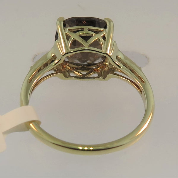 9ct Gold Smoky Quartz & Diamond Ring